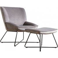 Product photograph of Teagan Grey Fabric Chair And Footstool from Choice Furniture Superstore