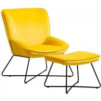 Product photograph of Teagan Yellow Fabric Chair And Footstool from Choice Furniture Superstore