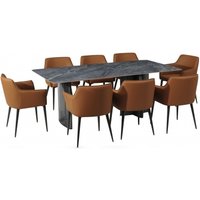 Product photograph of Campania Grey Sintered Stone 8 Seater Dining Set With 6 Chairs from Choice Furniture Superstore