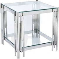 Product photograph of Belini Glass And Chrome End Table from Choice Furniture Superstore