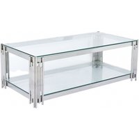 Product photograph of Belini Glass And Chrome 120cm Coffee Table from Choice Furniture Superstore