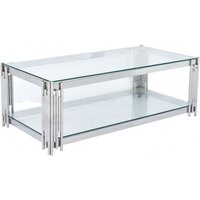 Product photograph of Belini Glass And Stainless Steel Coffee Table from Choice Furniture Superstore