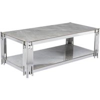Product photograph of Belini Grey Sintered Stone And Chrome 120cm Coffee Table from Choice Furniture Superstore