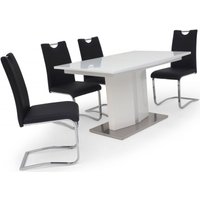 Product photograph of Silvio White High Gloss Butterfly Extending Dining Table And 4 Gabi Black Chairs from Choice Furniture Superstore