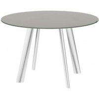 Product photograph of Omega Taupe Glass 2-6 Seater Motion Extending Dining Table from Choice Furniture Superstore