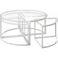 Brooks Grande Glass and Chrome Coffee Table Set