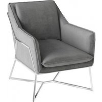 Product photograph of Lara Grey Fabric And Chrome Lounge Chair from Choice Furniture Superstore