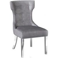 Product photograph of 2 X Alisa Cloudy Grey Leather Dining Chair With Chrome Base from Choice Furniture Superstore