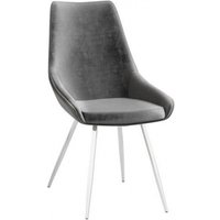 Product photograph of 2 X Lanna Dark Grey Fabric Dining Chair With Chrome Base from Choice Furniture Superstore