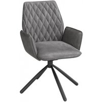 Product photograph of 2 X Zanetti Dark Grey Fabric Swivel Arm Dining Chair from Choice Furniture Superstore