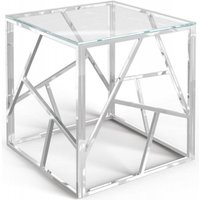 Product photograph of Kieta Glass And Chrome Side Table from Choice Furniture Superstore