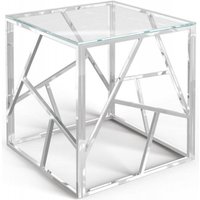 Product photograph of Lewis Glass And Chrome Side Table from Choice Furniture Superstore