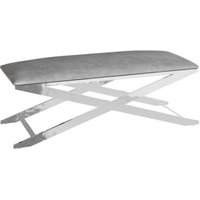 Product photograph of Vertue Grey Fabric Bench With Chrome X Base from Choice Furniture Superstore