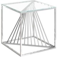 Product photograph of Abstract Glass And Chrome Side Table from Choice Furniture Superstore