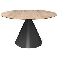 Product photograph of Alonso Oak Effect Ceramic Round Swivel Extending Dining Table - 85cm-135cm from Choice Furniture Superstore