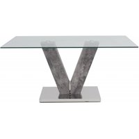 Product photograph of Dolce Glass 6 Seater Dining Table With Grey Stone Effect V Pedestal Base from Choice Furniture Superstore