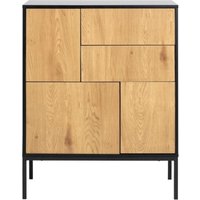 Product photograph of Salvo Oak And Black 80cm Small Sideboard - 3 Doors from Choice Furniture Superstore