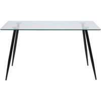 Product photograph of Welby Glass Top And Matt Black Legs 4 Seater Dining Table - 140cm from Choice Furniture Superstore