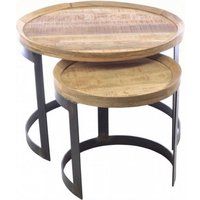 Product photograph of Old Empire Mango Wood Round Nest Of Tables from Choice Furniture Superstore