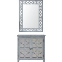 Product photograph of Lampeter Grey Mirrored 2 Door Small Sideboard With Mirror from Choice Furniture Superstore
