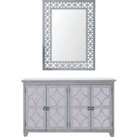 Product photograph of Lampeter Grey Mirrored 4 Door Medium Sideboard With Mirror from Choice Furniture Superstore