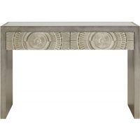 Product photograph of Derby Silver Embossed 2 Drawer Console Table from Choice Furniture Superstore
