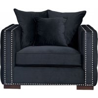 Product photograph of Inverness Black Velvet Studded Fabric Armchair from Choice Furniture Superstore