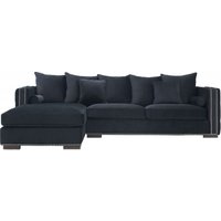Product photograph of Inverness Black Velvet Studded Fabric Corner Sofa Suite - Lhf from Choice Furniture Superstore