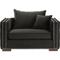 Product photograph of Inverness Black Velvet Studded Fabric Snuggle Chair from Choice Furniture Superstore