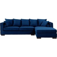 Product photograph of Inverness Blue Velvet Studded Fabric Corner Sofa Suite - Rhf from Choice Furniture Superstore