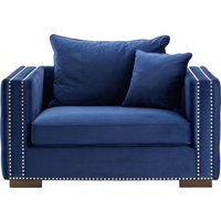 Product photograph of Inverness Blue Velvet Studded Fabric Snuggle Chair from Choice Furniture Superstore