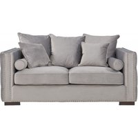 Product photograph of Inverness Silver Velvet Studded Fabric 2 Seater Sofa from Choice Furniture Superstore