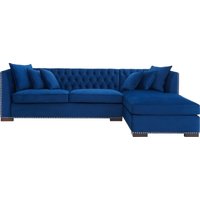Product photograph of Kingston Blue Velvet Fabric Corner Sofa Suite - Rhf from Choice Furniture Superstore