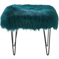 Product photograph of Teal Faux Sheepskin Fur Stool from Choice Furniture Superstore
