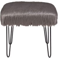 Product photograph of Grey Faux Sheepskin Fur Stool from Choice Furniture Superstore