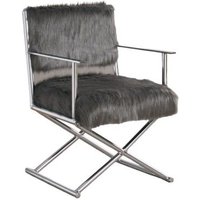 Product photograph of Grey Faux Sheepskin Fur Director Chair from Choice Furniture Superstore