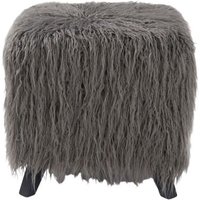 Product photograph of Newcastle Grey Faux Sheepskin Fur Cube Stool from Choice Furniture Superstore