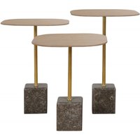 Product photograph of Bergerac Carrboro Oak And Marble Base Tables Set Of 3 from Choice Furniture Superstore