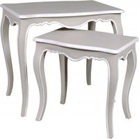 Product photograph of Chateau French Distressed Linen And Off-white Nest Of Tables from Choice Furniture Superstore