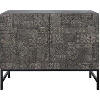 Product photograph of Sahara Black Washed Carved Mango Wood 2 Door Sideboard from Choice Furniture Superstore