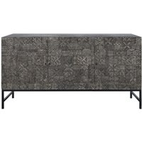 Product photograph of Sahara Black Washed Carved Mango Wood 3 Door Large Sideboard from Choice Furniture Superstore