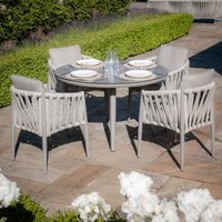 Product photograph of Maze Milan Cool Linen 4 Seat Round Dining Set from Choice Furniture Superstore