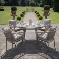 Product photograph of Maze Monaco Cool Linen 4 Seat Lazy Susan Round Dining Set from Choice Furniture Superstore