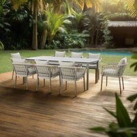 Product photograph of Maze Monaco Cool Linen 8 Seat Rectangular Dining Set from Choice Furniture Superstore