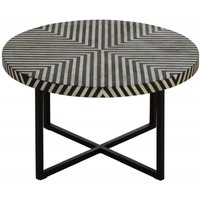 Product photograph of Enlow Black Bone Inlay Round Coffee Table With Cross Base from Choice Furniture Superstore