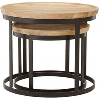 Product photograph of Enlow Natural Mango Wood Round Nest Of 2 Tables from Choice Furniture Superstore