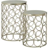 Product photograph of Bridgton Set Of 2 Marble And Silver Round Side Tables from Choice Furniture Superstore