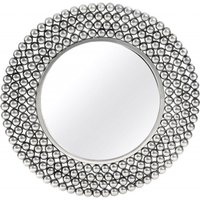 Product photograph of Bridgton Silver Beaded Round Wall Mirror from Choice Furniture Superstore