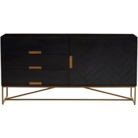 Product photograph of Jonesburg Black Mango Wood 1 Door Medium Sideboard - 150cm from Choice Furniture Superstore