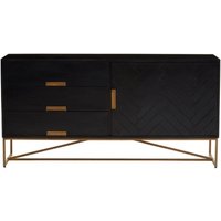 Product photograph of Jonesburg Black Mango Wood Medium Sideboard 150cm W With 1 Door And 3 Drawers from Choice Furniture Superstore